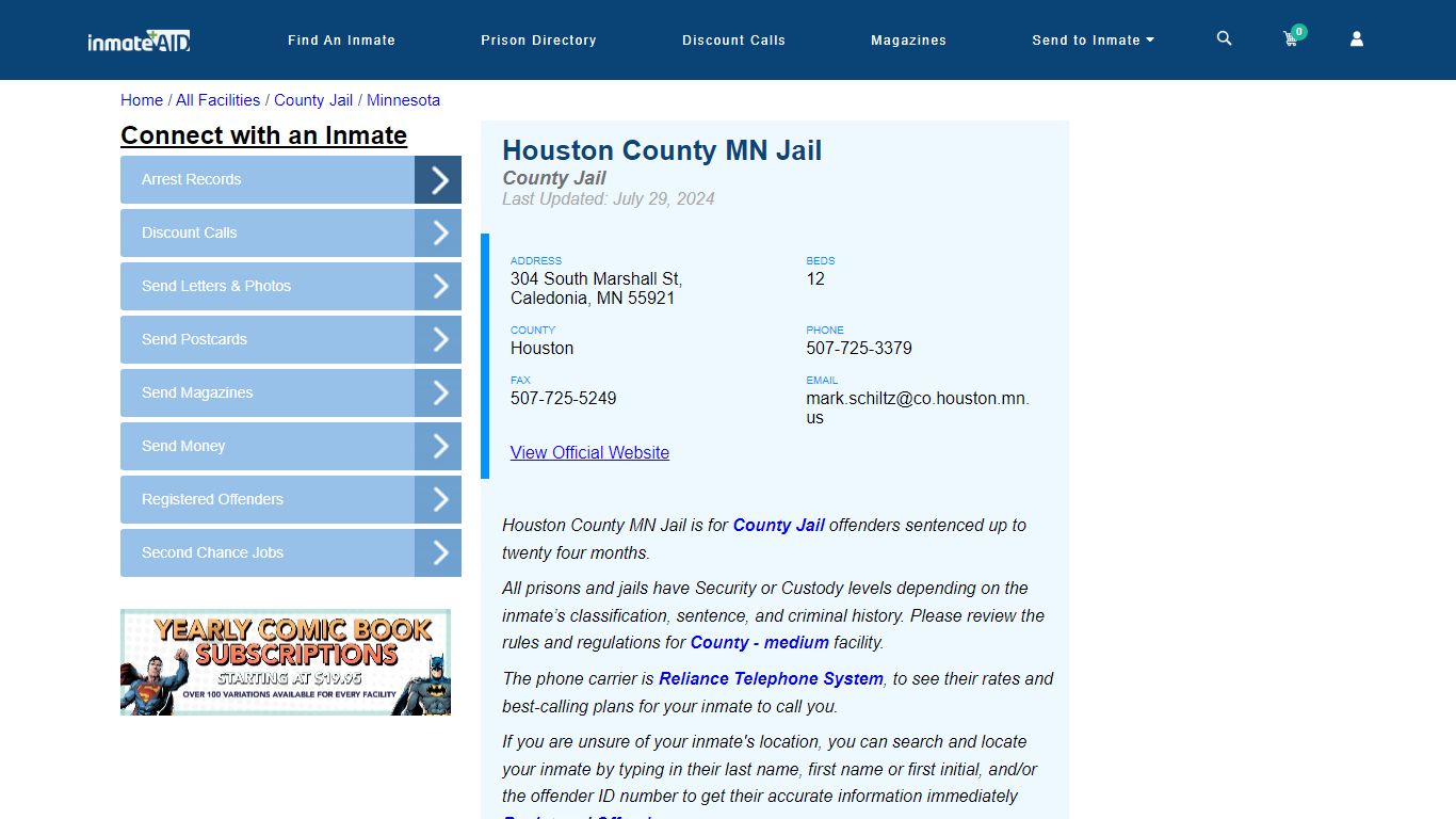 Houston County MN Jail - Inmate Locator